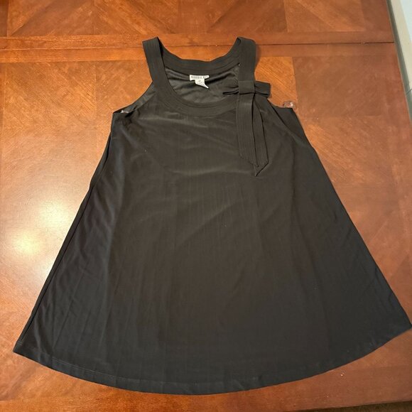 Robbie Bee Black Petite Sleeveless A-Line Dress With Bow Accent - Picture 1 of 8